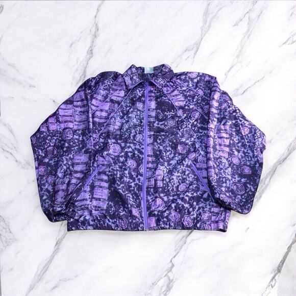 ACTIVE SWISS DESIGN Vintage Retro Full Zip Windbreaker Jacket Purple Large - Picture 1 of 10